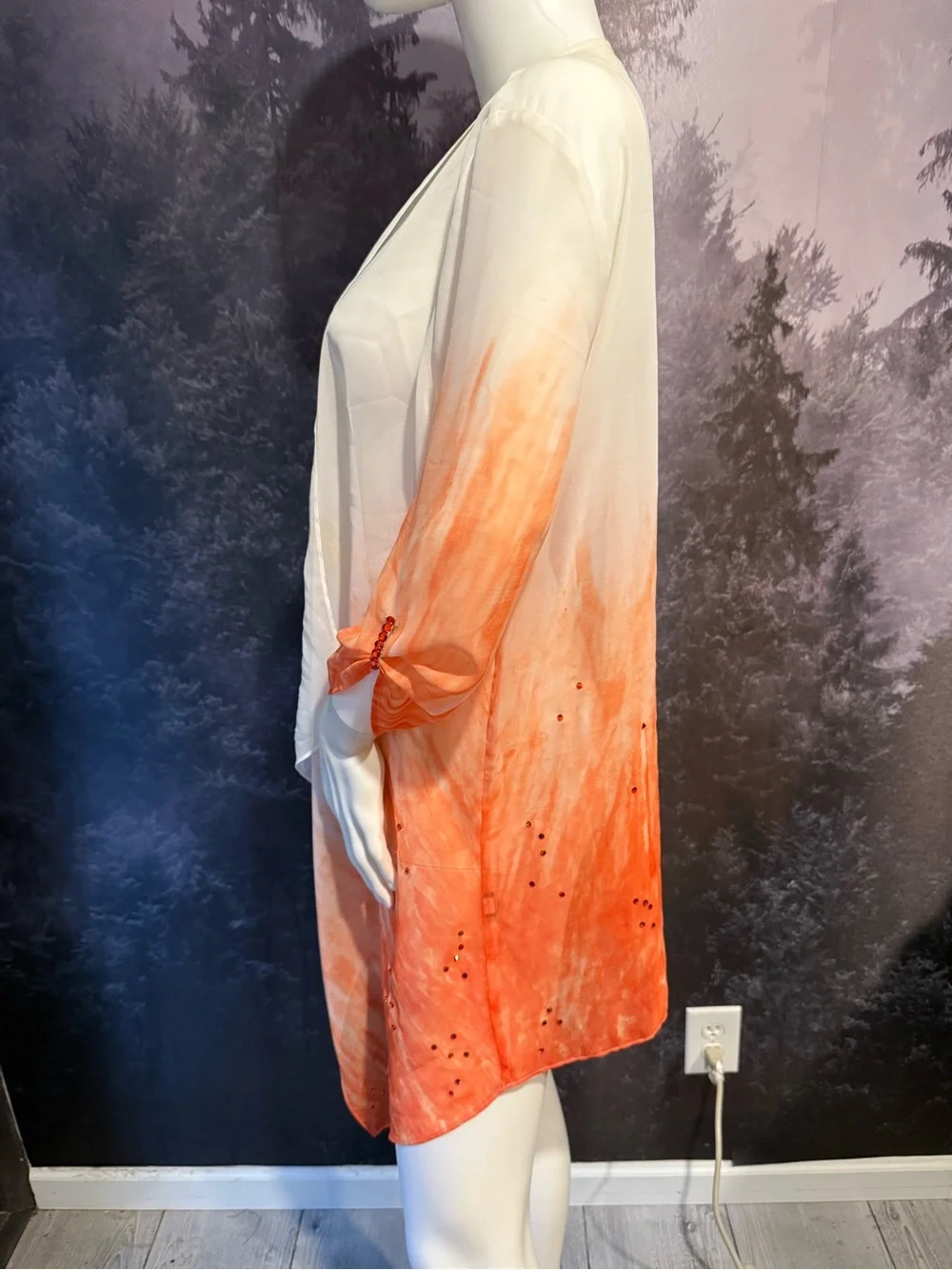 Source Unknown White to Orange Ombre Swim Coverup